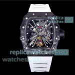 KV Factory Richard Mille RM 12-01 Tourbillon Watch NTPT Carbon White Rubber Strap